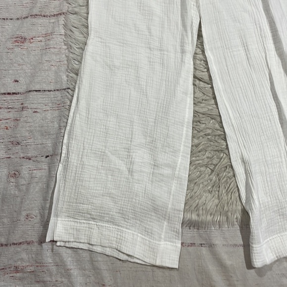 NWT Jonathan Simkhai EMBRY GAUZE COVERUP white wide leg pants - Picture 8 of 13